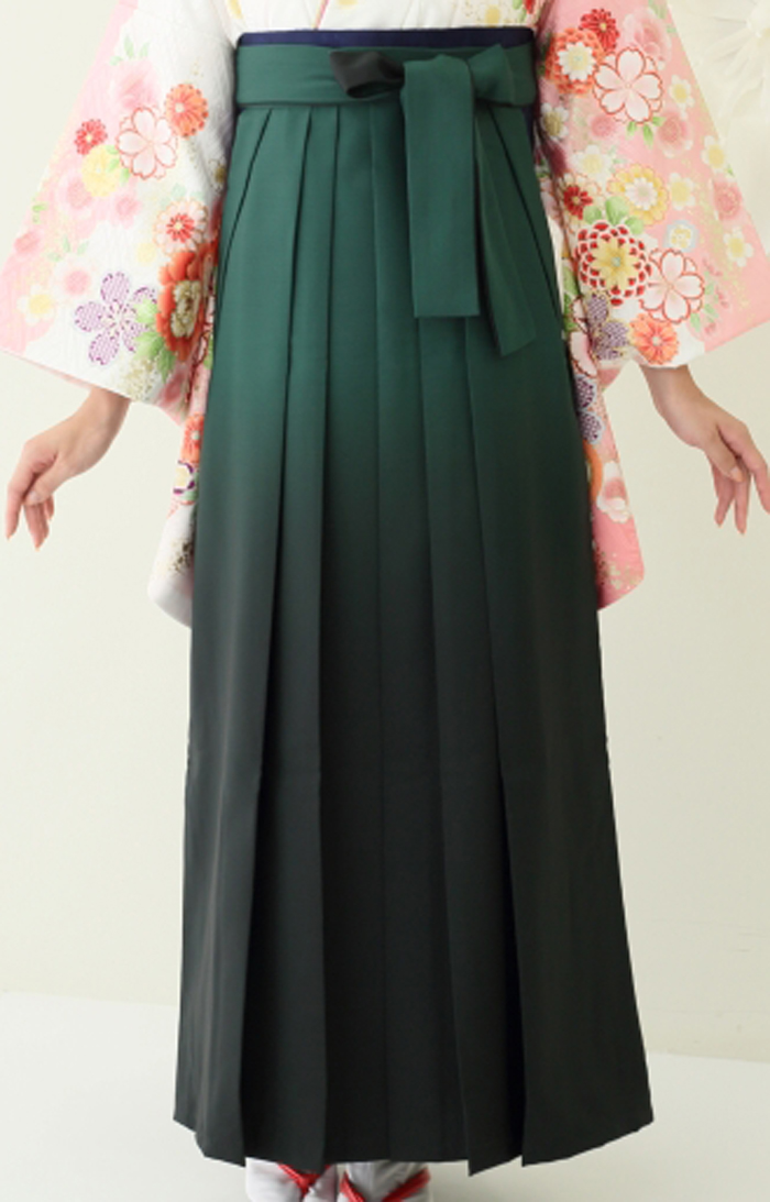 卒業袴HC-013（宅配レンタル）緑色無地ぼかし袴